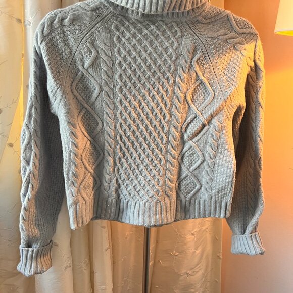 Sunday Best Baby Blue Cable Knit Zip Sweater - Picture 3 of 4